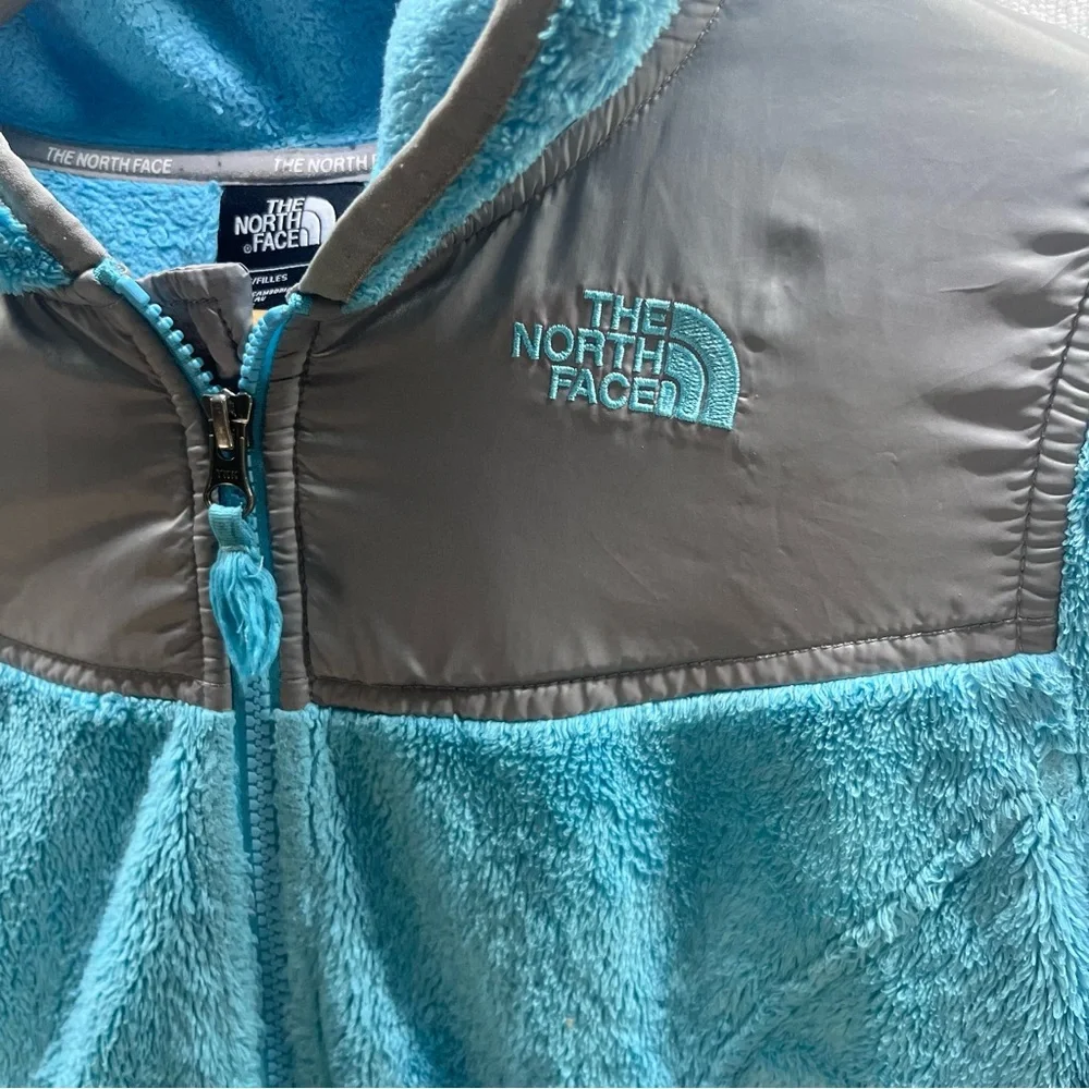 The North Face Denali Hooded Fleece Jacket Girls‎ L (14-16) Aqua Coat 2913